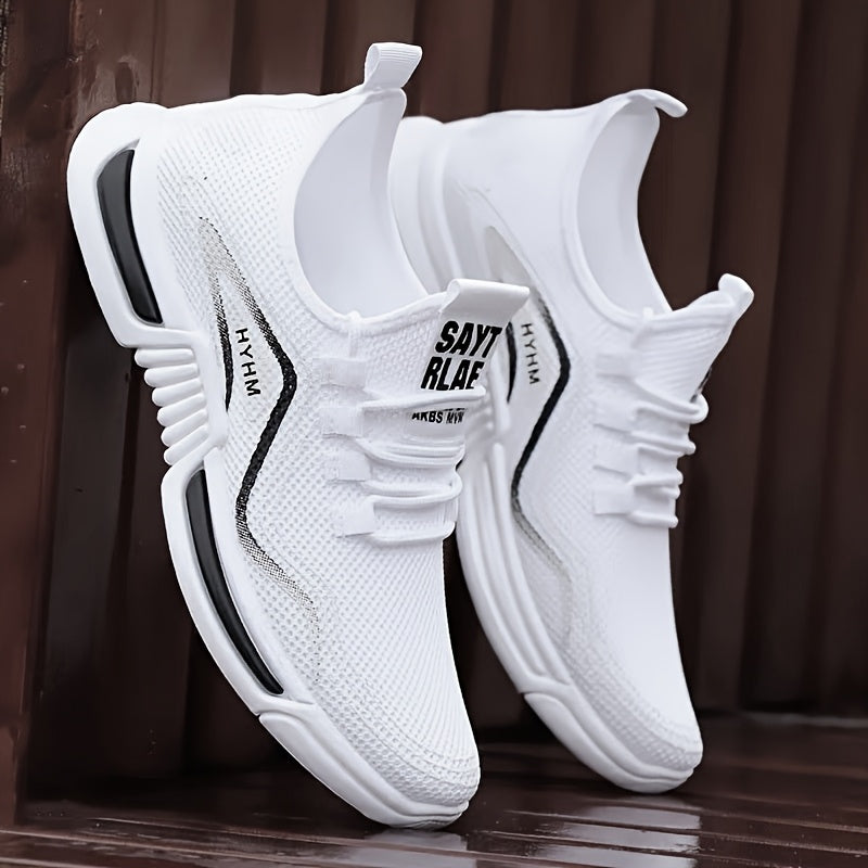 Men's Summer Casual Sneakers - Breathable Fabric Upper, Lightweight Comfortable Lace-Up Low-Top Shoes with Durable Rubber Sole for Spring/Summer Walking, Jogging & Casual Attire - Black, Minimalist Design, Flexible Constructi