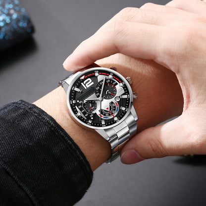 A Set of 5pcs Including a Stylish High-End Men'S Watch, Wallet, Glasses, Ballpoint Pen, And Keychain, Perfect for Business Gifting. an Excellent Choice for a Holiday Gift for a Boyfriend, Father, Family Member, Or Brother.