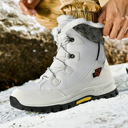 Men's & Women's Winter Snow Boots with Plush Lining & Slip-Resistant Rubber Sole - High-Ankle Lace-Up PU Shell, Insulated Cold-Weather Traction for Hiking, Hunting, Outdoor Activities - Unisex Heavy-Duty Round-Toe Boots for M