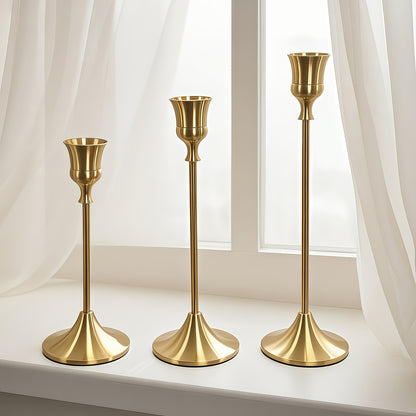 3pcs of Gorgeous Single-Head Metal Candlesticks, Detachable, Suitable for Dating Candlelight Dinner Props, Restaurant Hotels, Home Daily Table Decoration, Birthday Parties, Wedding Event Table Decoration, Christmas Valentine'