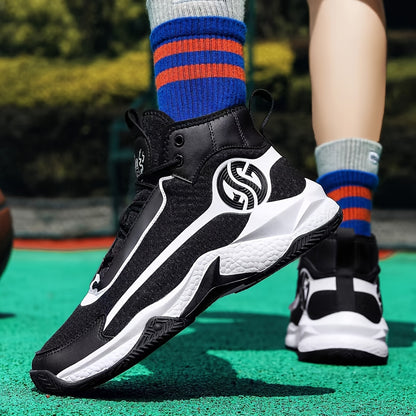 Unisex Fashion Sports Sneakers - Casual Street Athletic Running Shoes with Breathable Fabric Upper, Mid Top Lace-Up, Rubber EVA Sole, All-Season Comfort, Round Toe for Training  Basketball