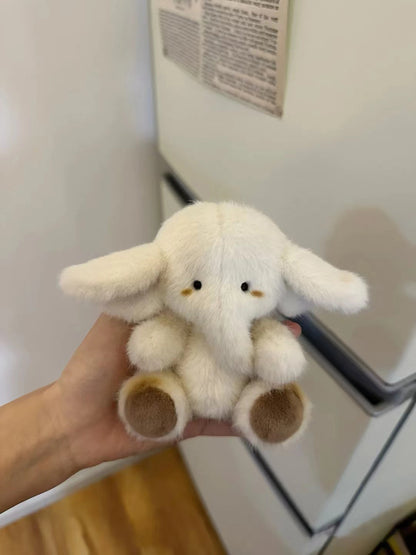 New Cream White Big Ears Elephant Plush Toy, Adorable Fluffy Doll Pendant Valentine's Day Gift