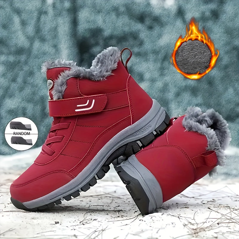 's & 's Winter Warm Ankle Boots with Lace-Up & Buckle Closure, Traction Tread Sole, Round Toe -like Upper - All-Terrain Ice/Snow Boots for, Outdoor, Daily Cold Weather (Unisex, Dark Grey/Brown)
