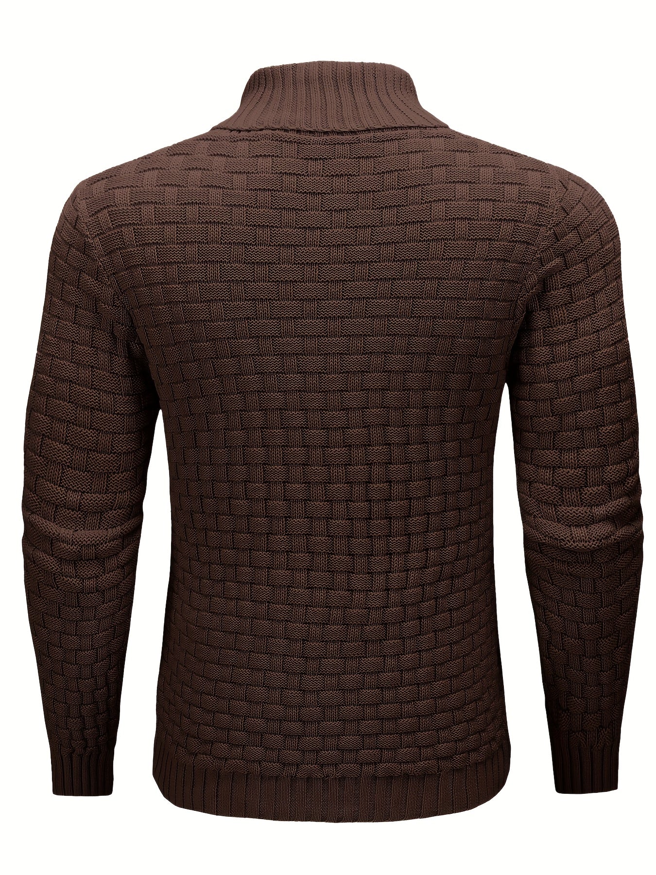 Men's Casual Waffle Pattern High Stretch Sweater, Chic Mature Pullover Sweater For Fall Winter
