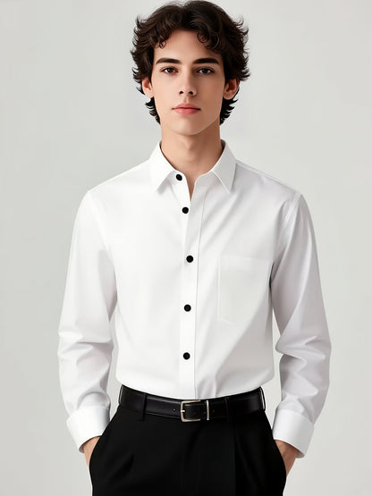 Boys' Slim Fit Long Sleeve Formal Dress Shirt with Stretch