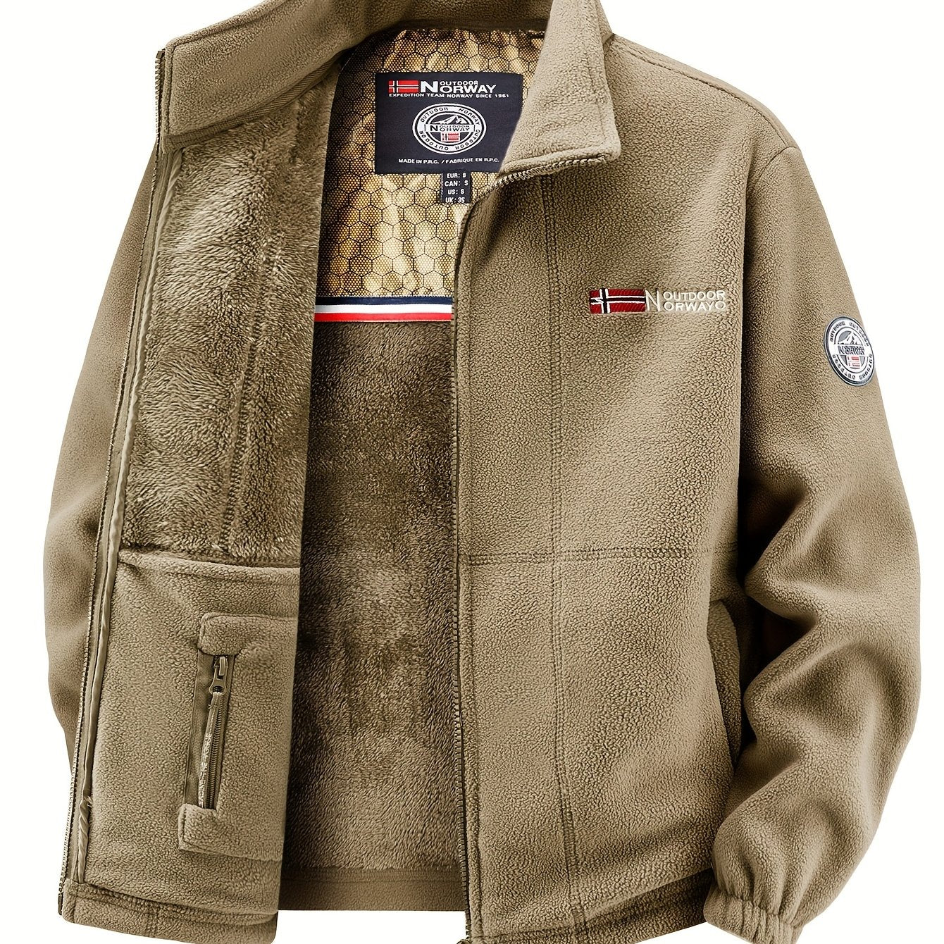 Men's Warm Stand Collar Cardigan Jacket, Honeycomb Heat-Retaining Graphite Lining, Thermal Insulation, Warmer Upper Body, Quality Men's Wear, Warm Lining, Carbon Fiber Technology - Full-Zip Winter Coat, Full-Length Zipper, Ma