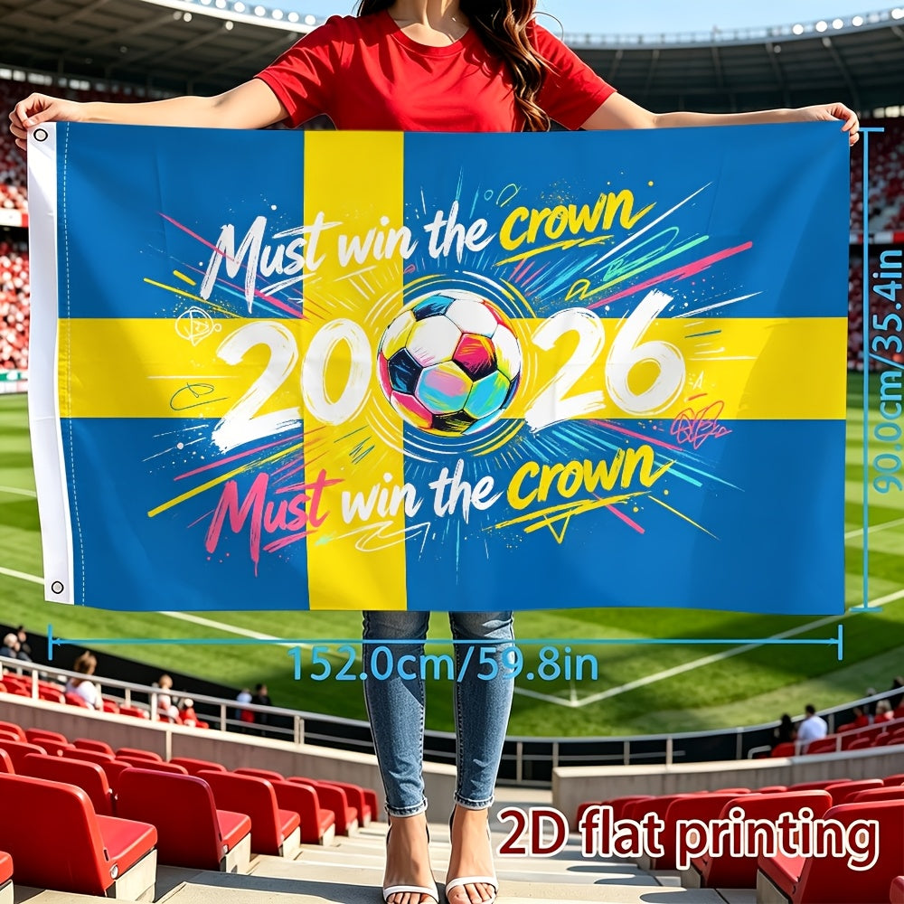 Sweden 2026 Football Fan Support Flag - Polyester, Single-Sided Print