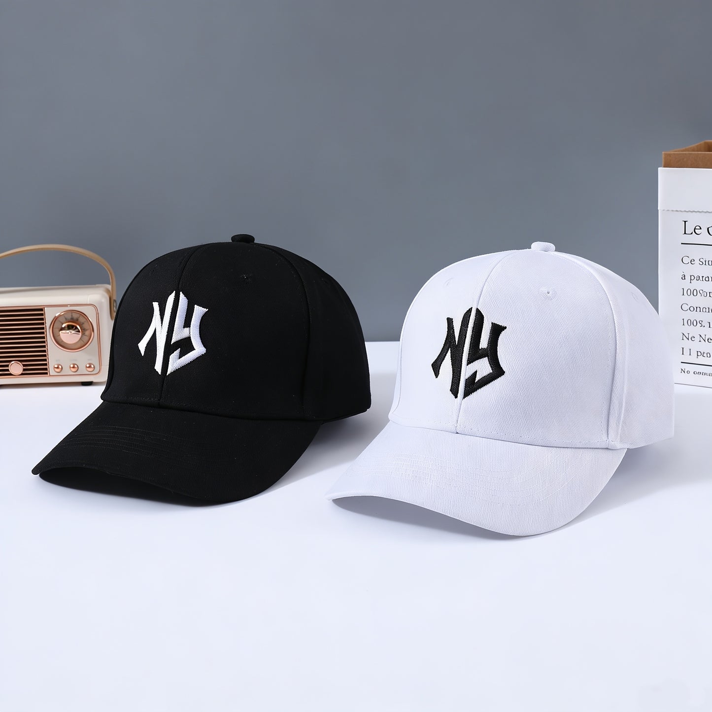 Embroidered NY Baseball Caps for Men & Women - Breathable Polyester
