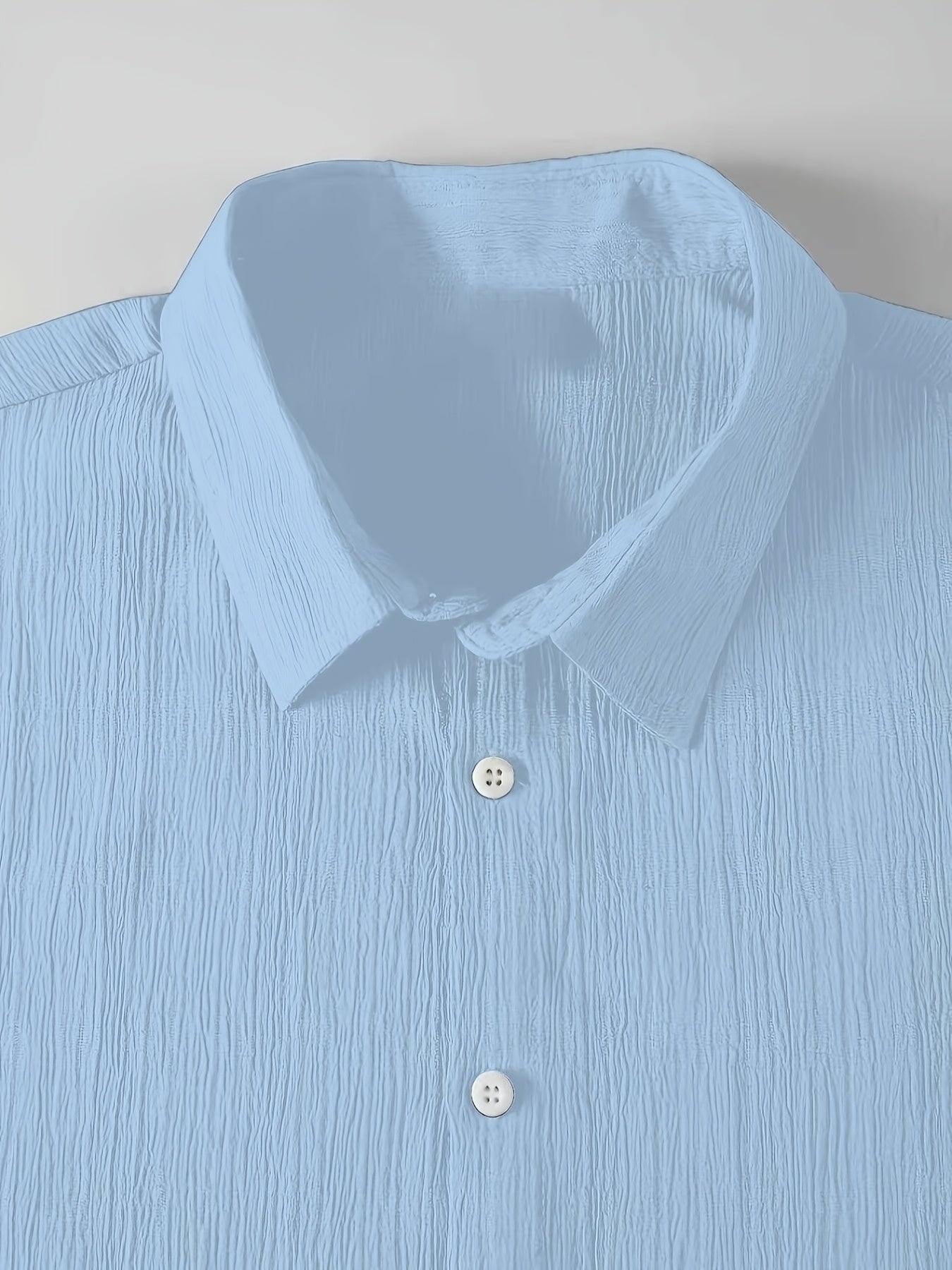 Men's Casual Button-Front Shirt with Lapel Collar, Lightweight Polyest