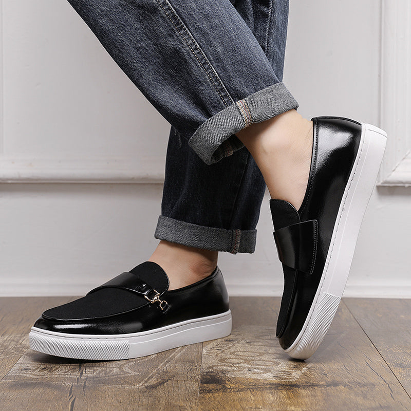 Men's British Style Loafers Casual Patchwork Slip-On Shoes