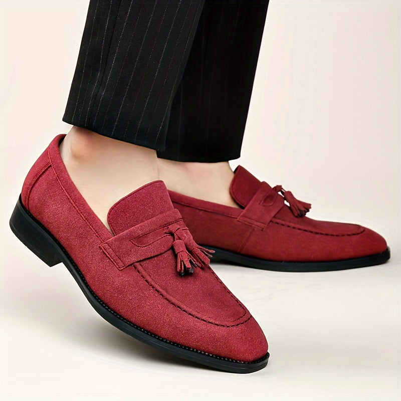 Men's Slip-On Tassel Loafers with Rubber Sole - Casual & Business