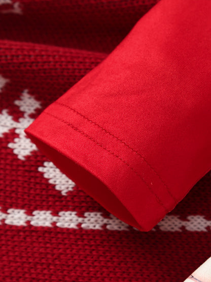 2pcs Girls' Long Sleeve Christmas Santa Claus Letter Print Irregular Skirt + Pants Set, Holiday Outfit, Seasonal Clothing, Festive Design, Elegant Style, Quality Stitching, Comfortable Fit, Twopiece Outfit, Matching Set, Holi