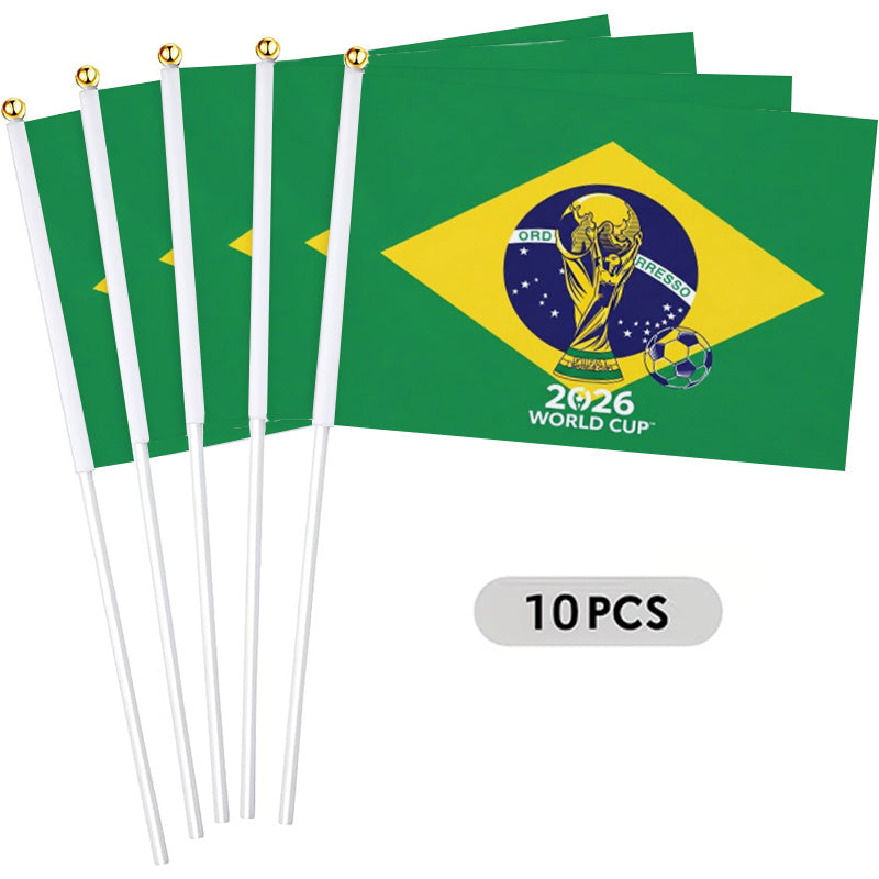 FIFA 2026 World Cup Handheld Flag with Trophy & Soccer Design