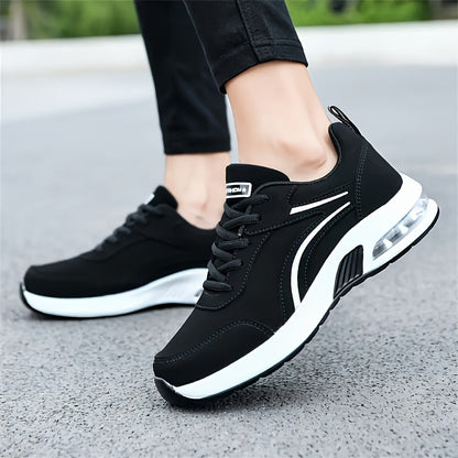 Women's Sneakers - Lightweight All-Season Gym Shoes, Cushioned Arch Support  Non-Slip PU Outsole - Black Sneakers for Running, Casual, Office - Lace-Up Fitness Footwear with Minimalist Design, Ladies Sneakers, Everyday Comfo