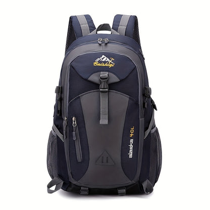 40L Black Oxford Backpack for Hiking, Travel & Outdoor Adventures - Lightweight, Durable with Adjustable Straps, Design, Perfect for Camping, Cycling & Student Use