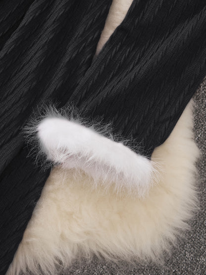 Plus Size - Plus Size, Women'S Elegant Formal Party Dress - Long Sleeve V-Neck with Adjustable Waist Belt, Flared Skirt - Elegant Evening Gown for Christmas, Galas, Weddings - Plus Size Friendly - Black Formal Attire, Formal