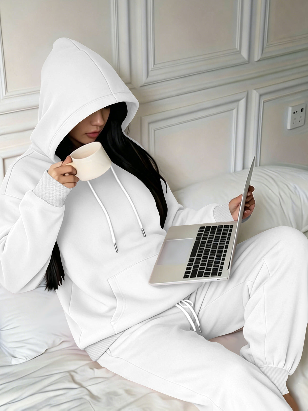 Women’s Fall Winter Casual Loose Hooded Sweatshirt & Pants Set - ayq