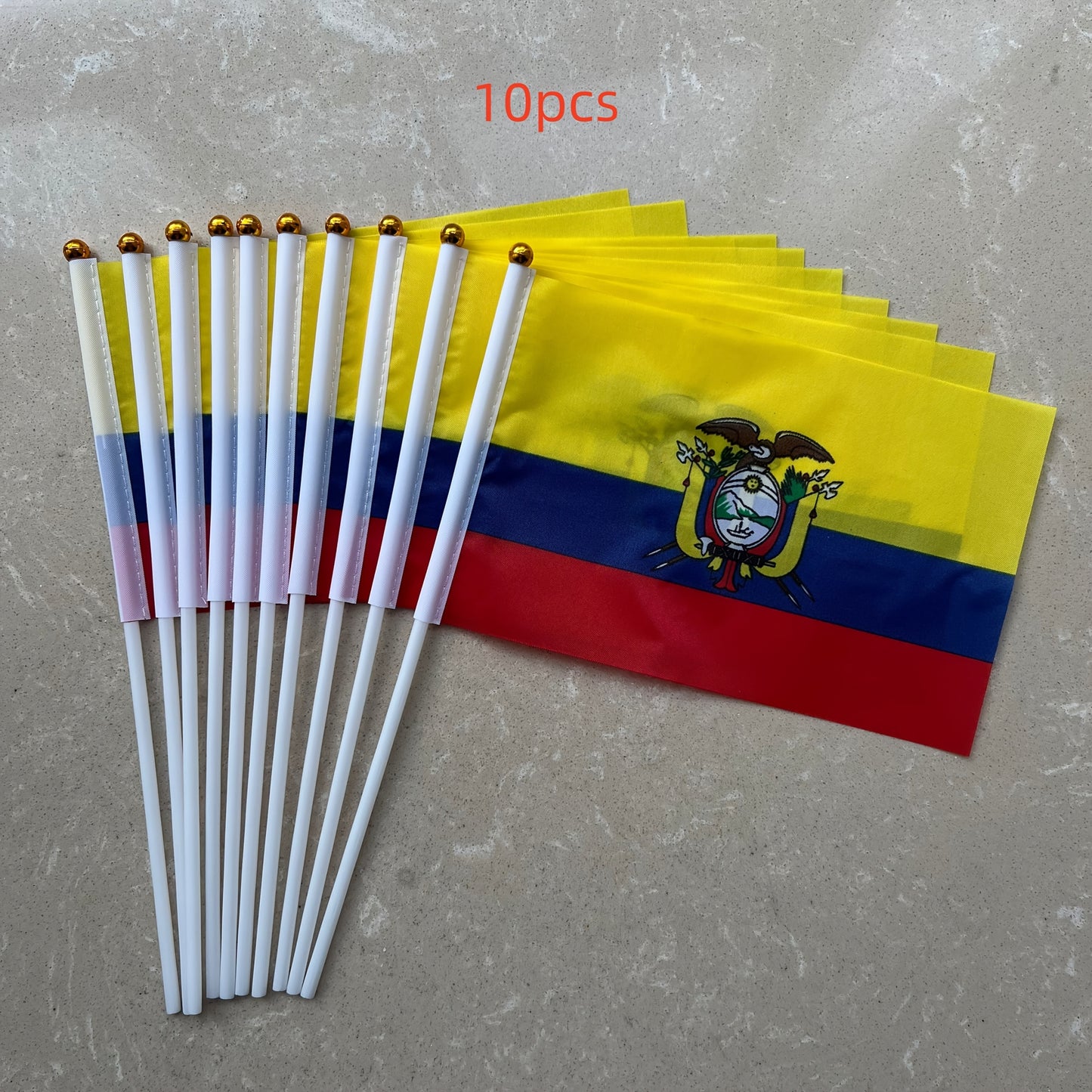 Ecuadorian Mini Handheld Flags, Polyester Small Flags with Rods