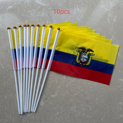 Ecuadorian Mini Handheld Flags, Polyester Small Flags with Rods