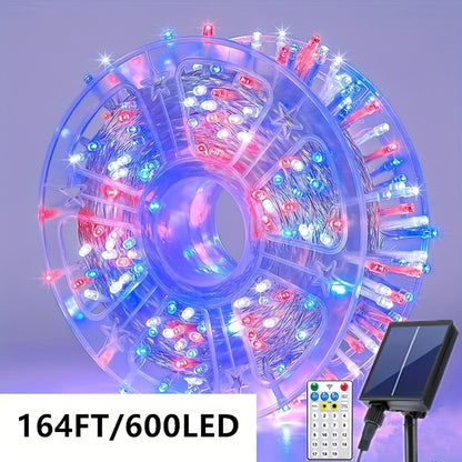 Solar Remote Control 19 Modes Outdoor Festival Party Decorations Garden Corridor Decoration Christmas Halloween Lights Wedding Proposal Scene New Year Decoration
