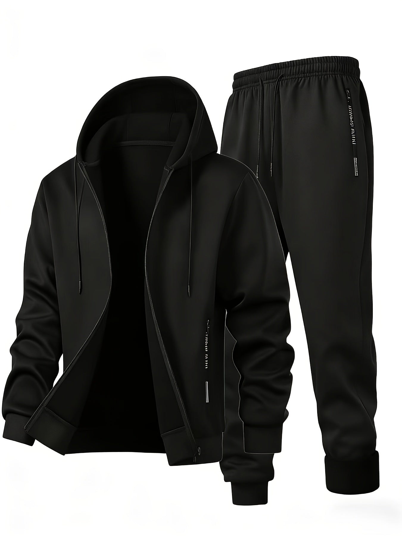 2pcs Men's Spring/autumn Set, Regular Fit Cardigan Sweatshirt with Zip-up Hoodie and Long Pants, Casual Sportswear - ayq