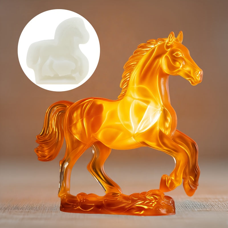 Running Horse Silicone Mold - Dynamic Running Horse Design with Expressive Eyes & Mane, for Candle, Resin, Concrete, Cement, Gypsum Crafts - Reusable Non-Toxic Mold for Home Decor, Birthday, Wedding, New Year'S Gift - Compati