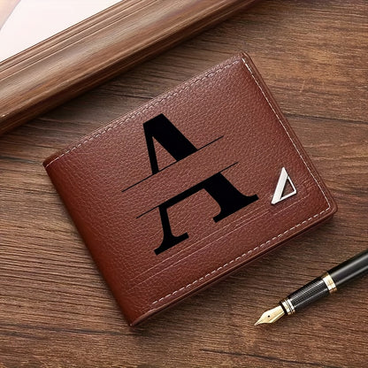 Custom Letter Solid Color Men's Wallet, Black Stylish Foldable Card Holder, Casual Men's Coin Purse, Suitable as a Birthday Gift for Husband, Holiday Anniversary Gift