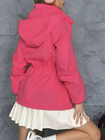 Autumn and Winter Women's Fashion Solid Color Windbreaker Jacket