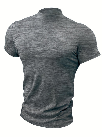 Men's High-Neck Short-Sleeve T-Shirt for Spring and Summer - Fashionable, Comfortable, and Essential for Casual Wear - ayq