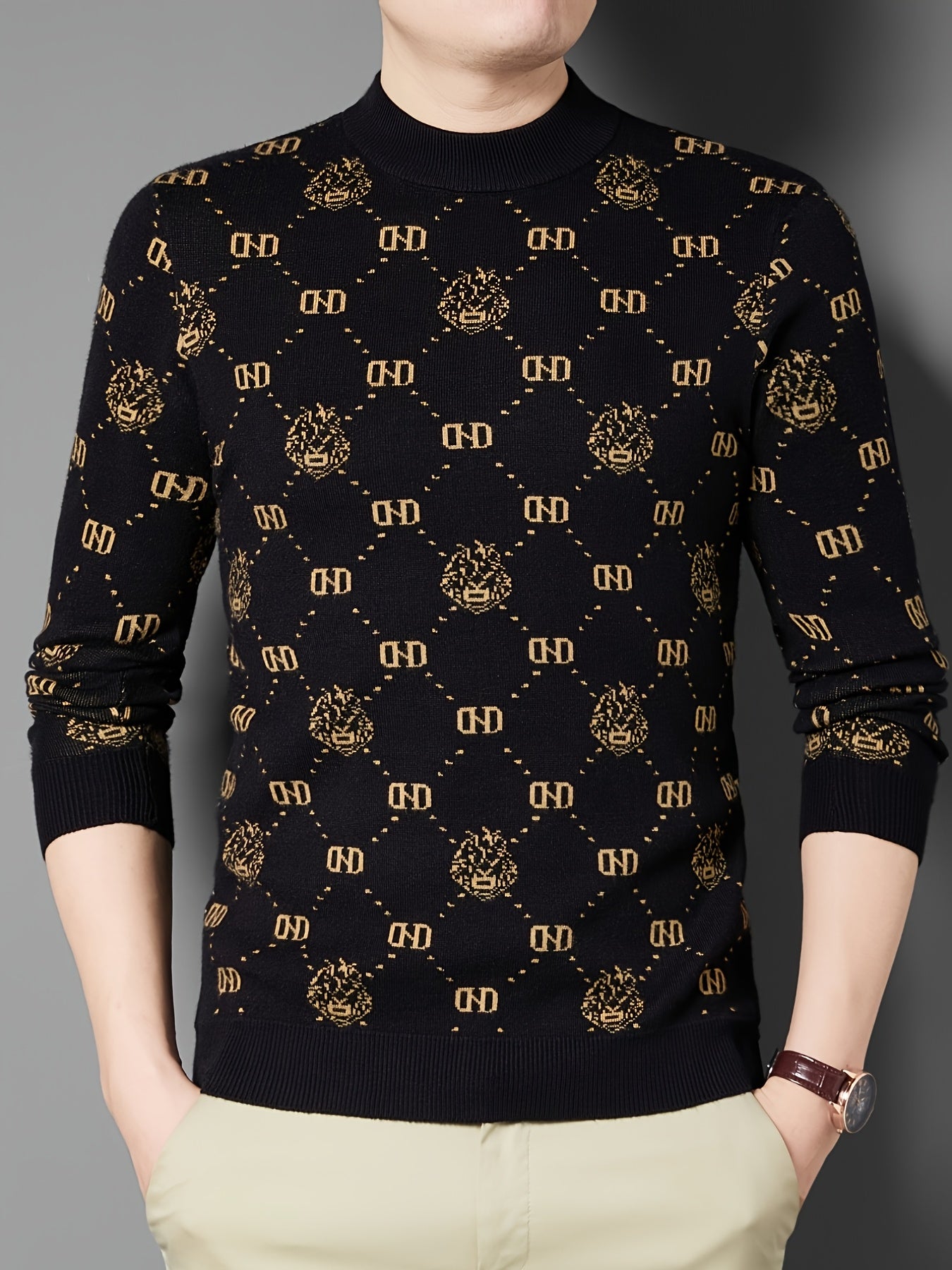 New Men'S Long-Sleeve Knitted Pullover for Autumn And Winter, Featuring Decorative Patterns on a Round-Neck Sweater. It'S a Casual And Stylish Piece That Pairs Well with Various Outfits, Perfect for Daily Wear During The Fall