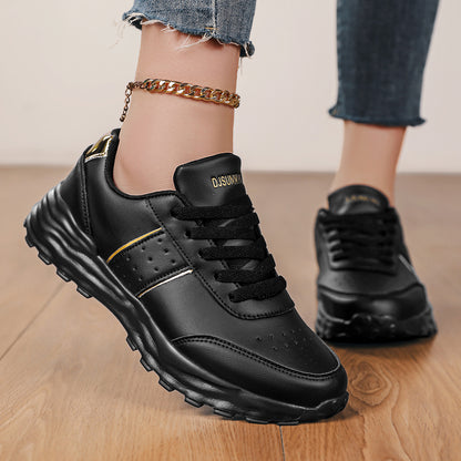 DJSUNNYMIX Women's Casual Running Shoes with Golden Glitter Accents - Lightweight EVA Sole, Breathable Fabric Lining, Low-Top Lace-Up Design for All-Season Comfort  Style, Sporty Footwear   Flexible Footwear