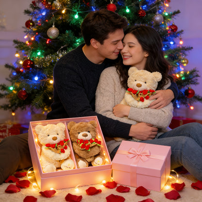 29.97cm Adorable Plush Bear with Hat & Rose - Soft / Stuffed Toy Suitable for Christmas, Gifts for,, Cuddly Companion for Bedtime & Decor