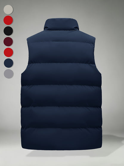 Men's Autumn-Winter Stand Collar Warm Polyester Vest