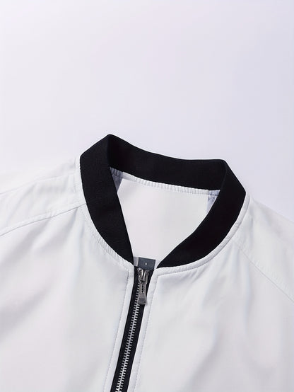 Men'S Casual Workwear Jacket and Pants Set, Solid Color, Long Sleeve, Regular Fit, with Pockets, for Spring/Fall, Casual Attire, Casual Attire|Casual Style|Solid Color Jacket