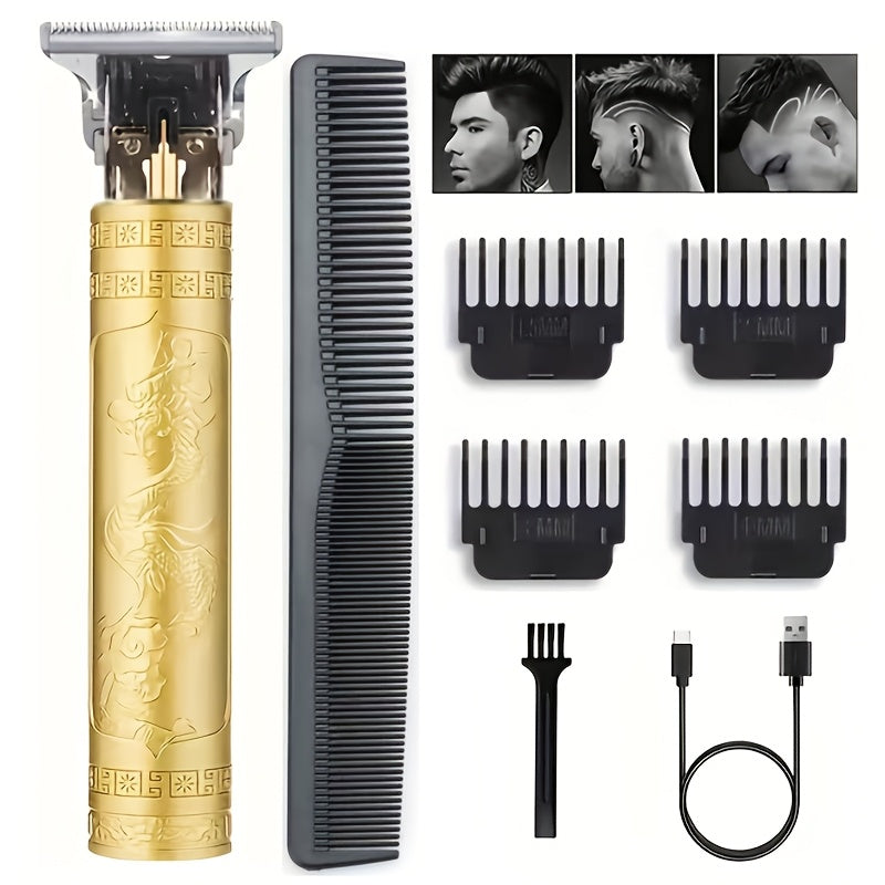YAIAWISU Men's Cordless Electric Hair Clippers & Beard Trimmer with LCD Screen, USB-Rechargeable Cordless Grooming Kit, T-Blade Trimmer with Guide Comb Suitable for Hair, Shaving, and Scalp Trimming - ayq