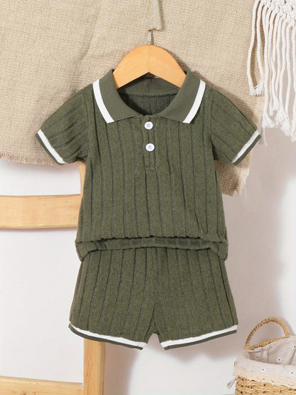 Boys' Casual Polo Shirt and Shorts Set for Spring Summer