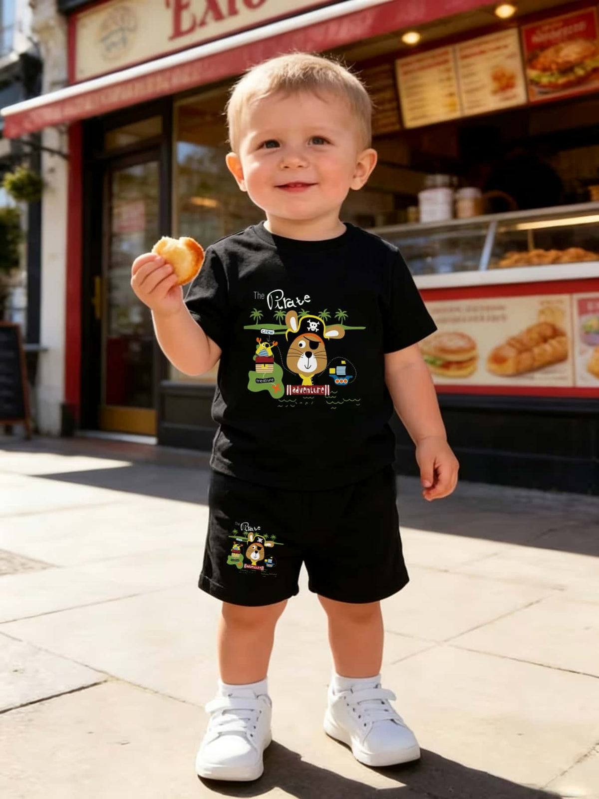 Baby Boy 2-Piece Casual Summer Outfit with Printed T-Shirt & Shorts - ayq
