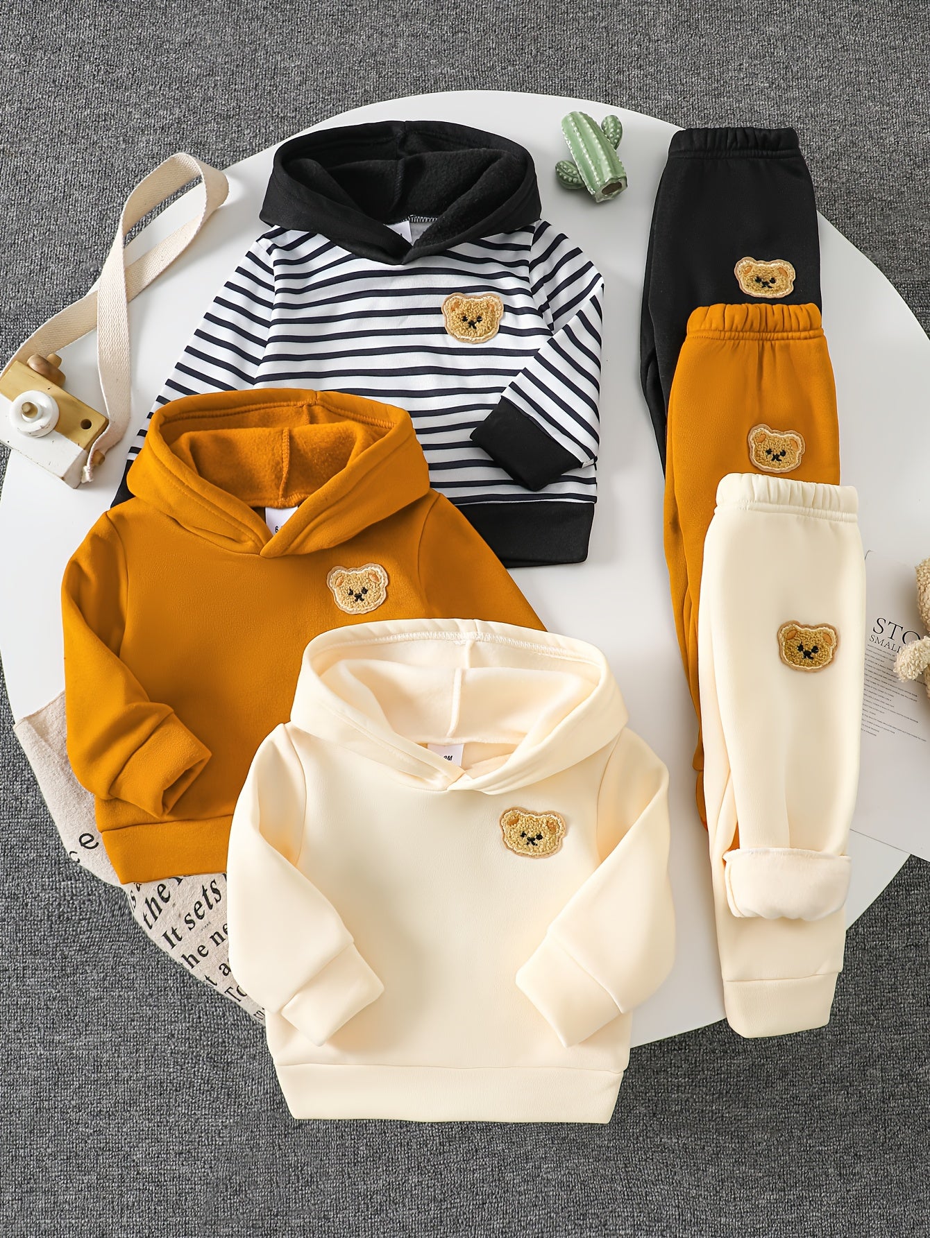 Baby Boys' Velvet Hoodie Set for Fall and Winter Casual Wear
