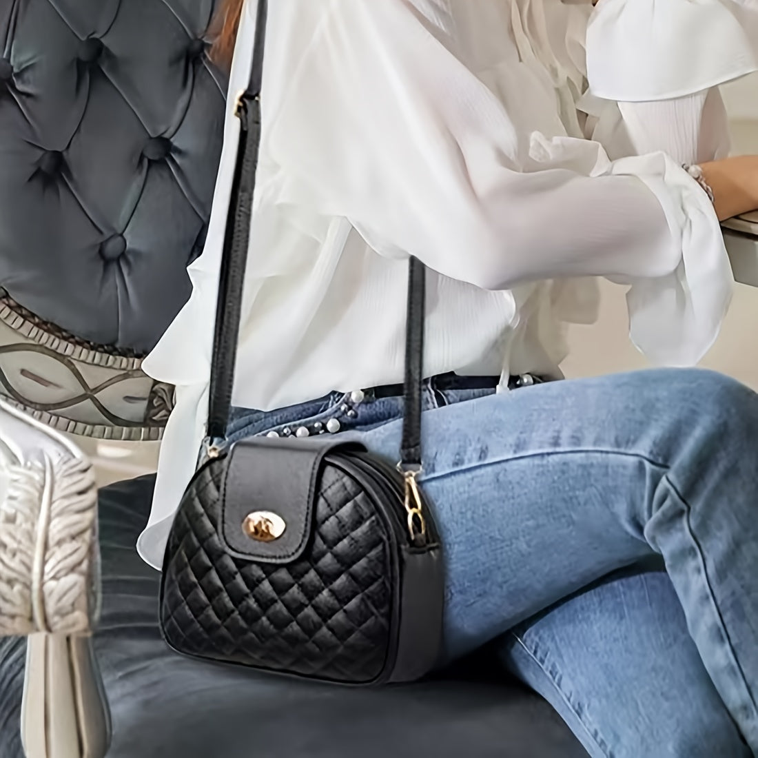 2024 Trendy Shoulder Bags, Popular Diamond-Patterned Spring And Summer Women'S Black Crossbody Mini Bags, Versatile Small Bags, Authentic Multi-Layer Women'S Bags, New Fashionable Middle-Aged Bags, Three-Layer Small Square Ba