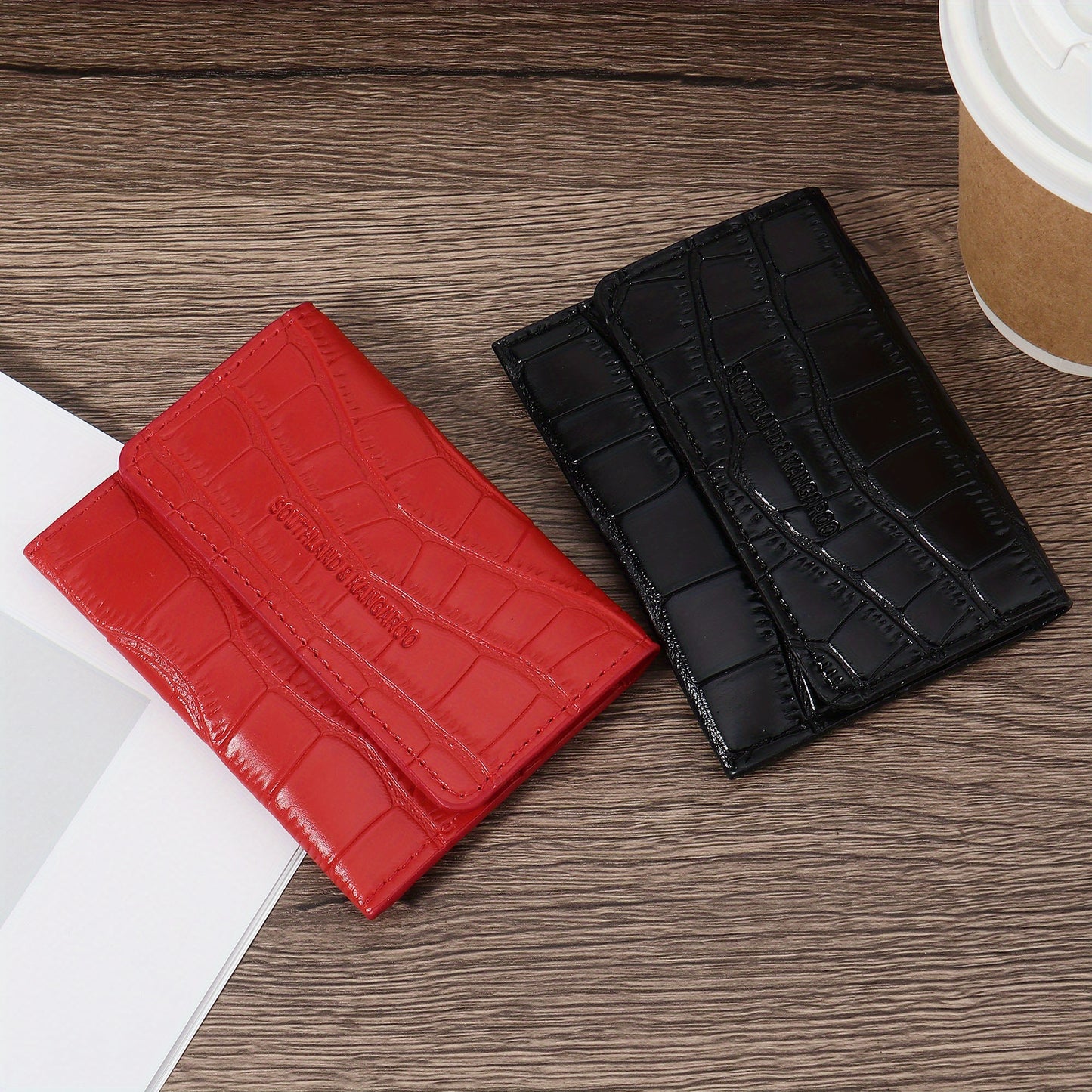 Women'S Small PU Wallet - Solid Color Short Style Featuring Card Slots And a Zippered Coin Pocket