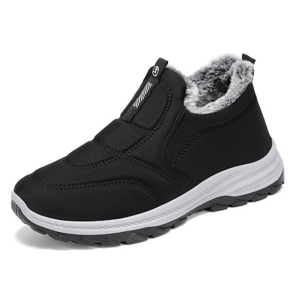 Winter Men'S Large Size Outdoor Short Boots - Fleece Lined Warm, Non-Slip PVC Sole, Round Toe Design, Black Casual Hiking Shoes Suitable for All Four Seasons