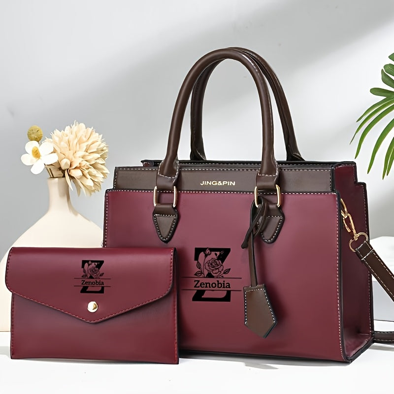 Elegant Black Women's Shoulder Bag Set with Custom Logo