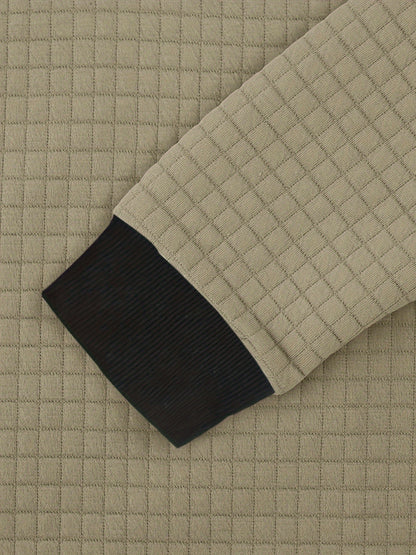 Men's Casual Bomber Jacket with Stand Collar - Polyester and Elastane Blend, Knit Fabric with Slight Stretch, Solid Color, Zipper Detail, Long Sleeve, Regular Fit