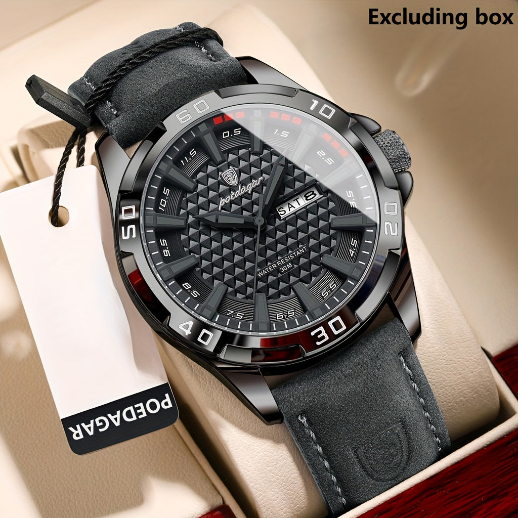 POEDAGAR Men's Casual Quartz Watch with Date & Waterproof