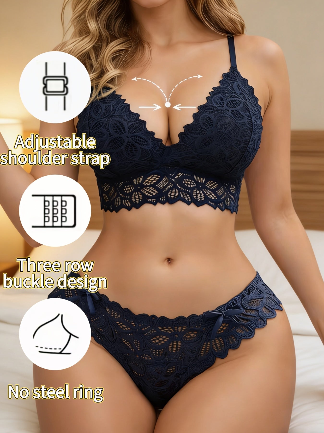 Sexy Women’s Lace Lingerie Set with Romantic Wing Back Design