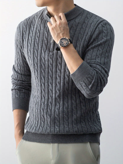 New Men'S Christmas Gift: a Thick, Warm, And Cold-Resistant Knitted Sweater with a Cable-Knit Design And a Zippered Collar, Suitable for Both Layering And Wearing Alone, Perfect for Casual And Versatile Outfits