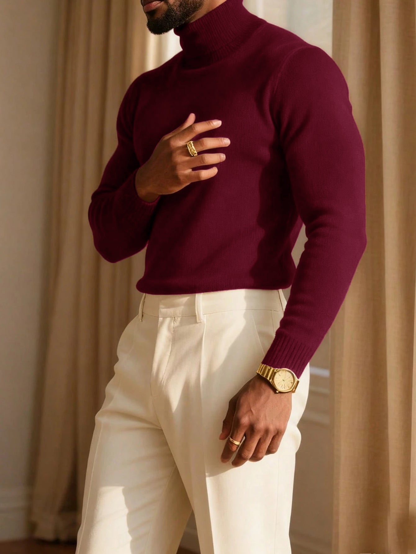 Men's High Neck Fashion Warm Comfortable Soft Skin-Friendly Commuter Sweater Inner Layer 1NG01
