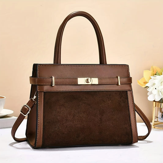 Spacious Faux Suede Tote Bag for Moms - Vintage Style 2025