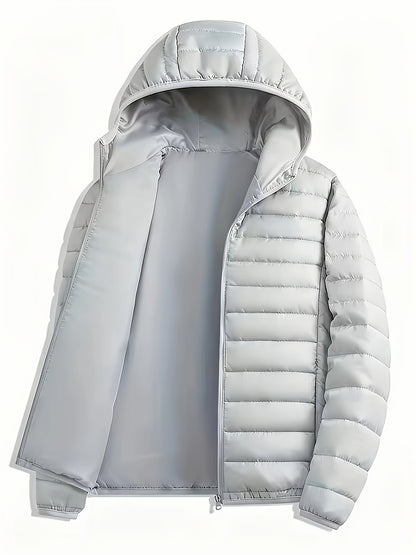 New Men'S Hooded Jacket, Thick And Warm Outerwear, Suitable for Outdoor Sports, Climbing, And Casual Wear in Winter. Features a Ribbed Design, Full Zipper Closure, And a Easy Yet Stylish Look