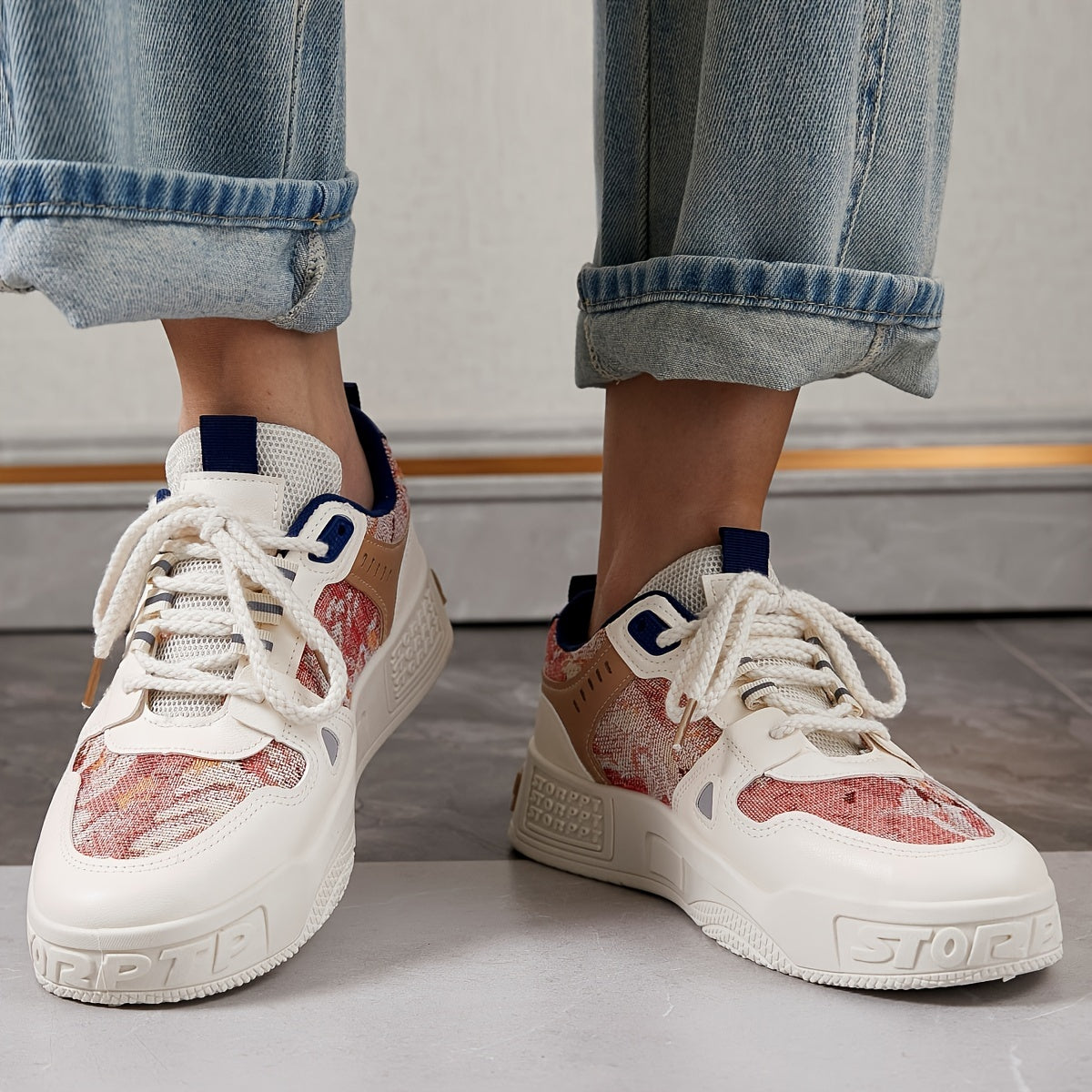 Men's Trendy All-Season Sneakers - Breathable, Non-Slip Casual  Sport Shoes with Thick Platform Sole, Lace-Up Design, Fashion Sneakers